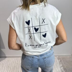 Tee-Shirt L’amour Gagne Blanc/Marine