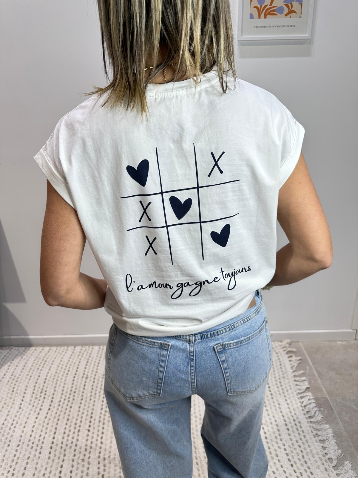 Tee-Shirt L’amour Gagne Blanc/Marine