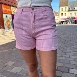 Short Solan Rayé Rose