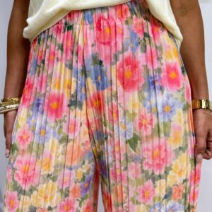 Pantalon Plissé Fleuri