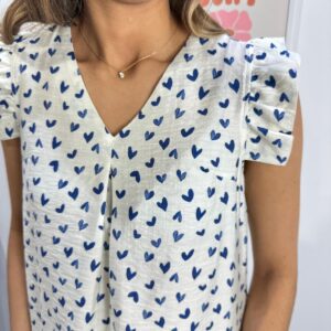 Blouse Coeurs Bleus