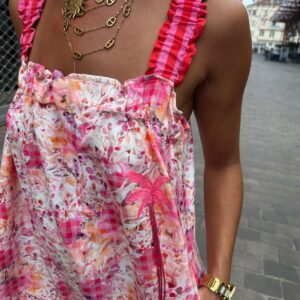 Robe Longue Palmier Rose