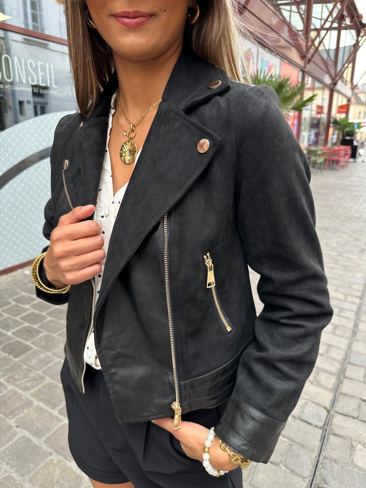 Veste Melis Bi-matière Noire