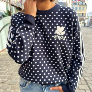 Pull Amour à Pois Bleu Marine