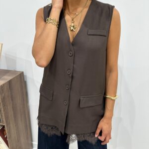 Veste Sans Manches Adela Chocolat