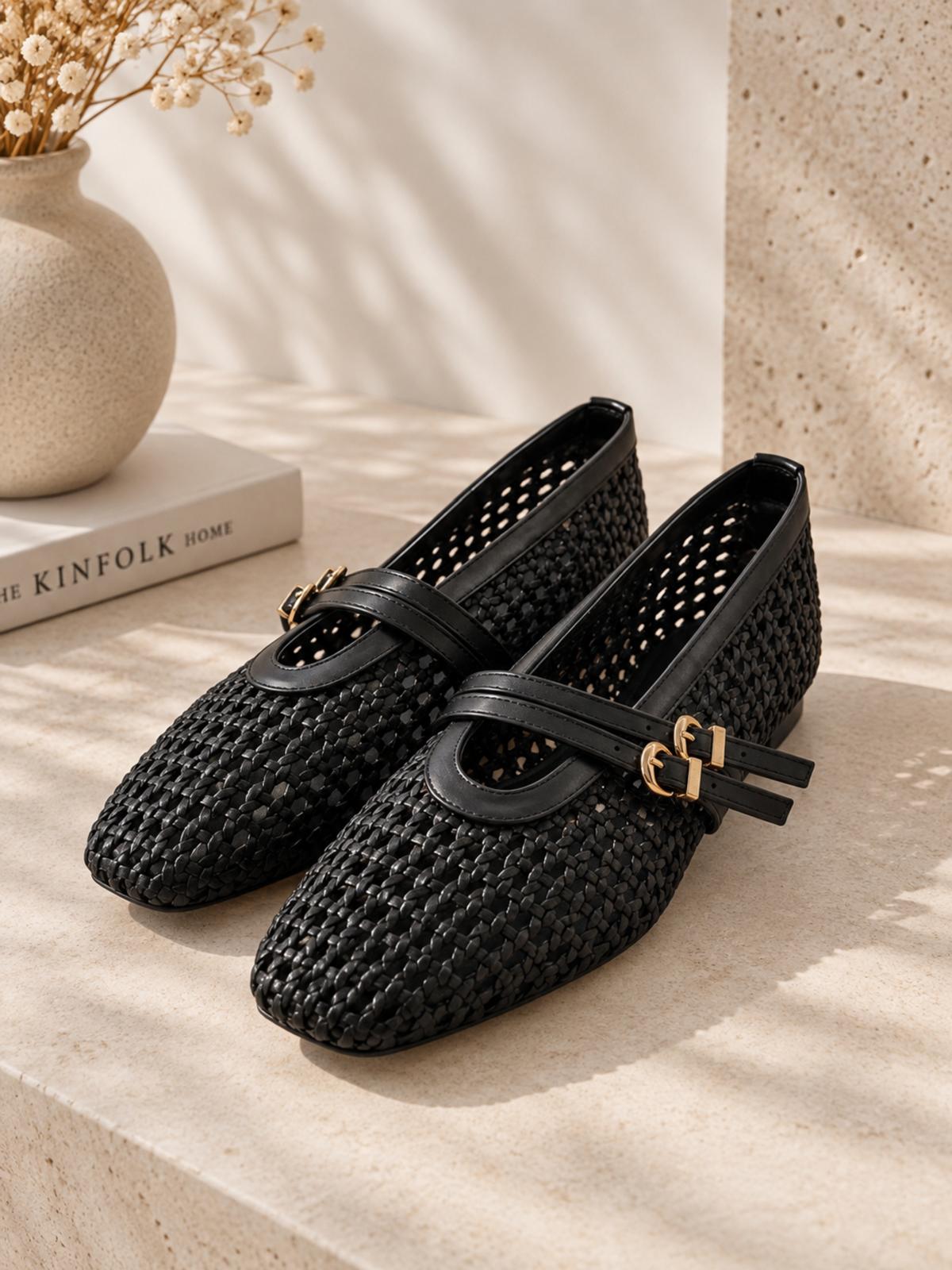 Ballerines Noires Tressées