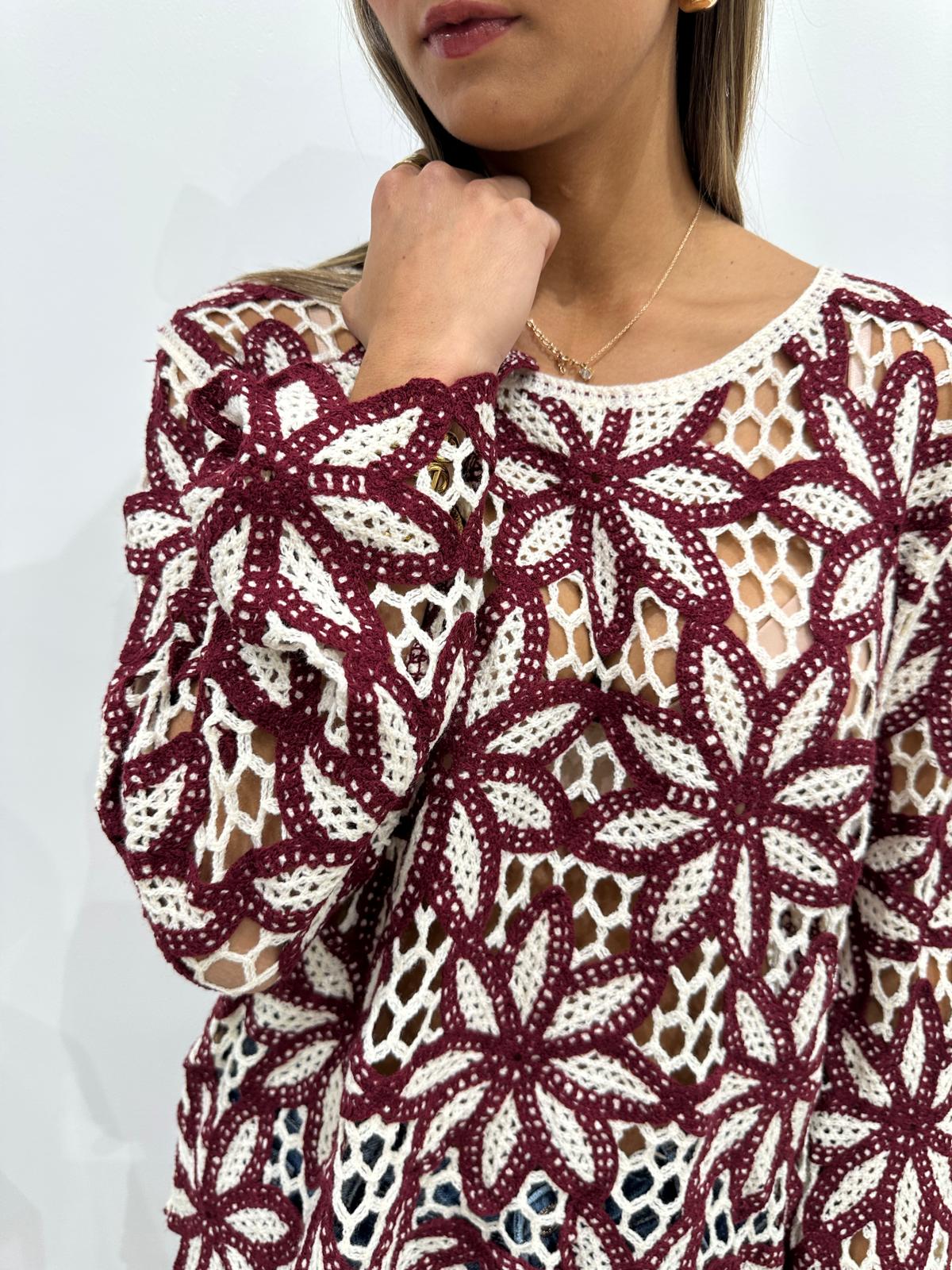 Pull Ajouré Siloe Bordeaux