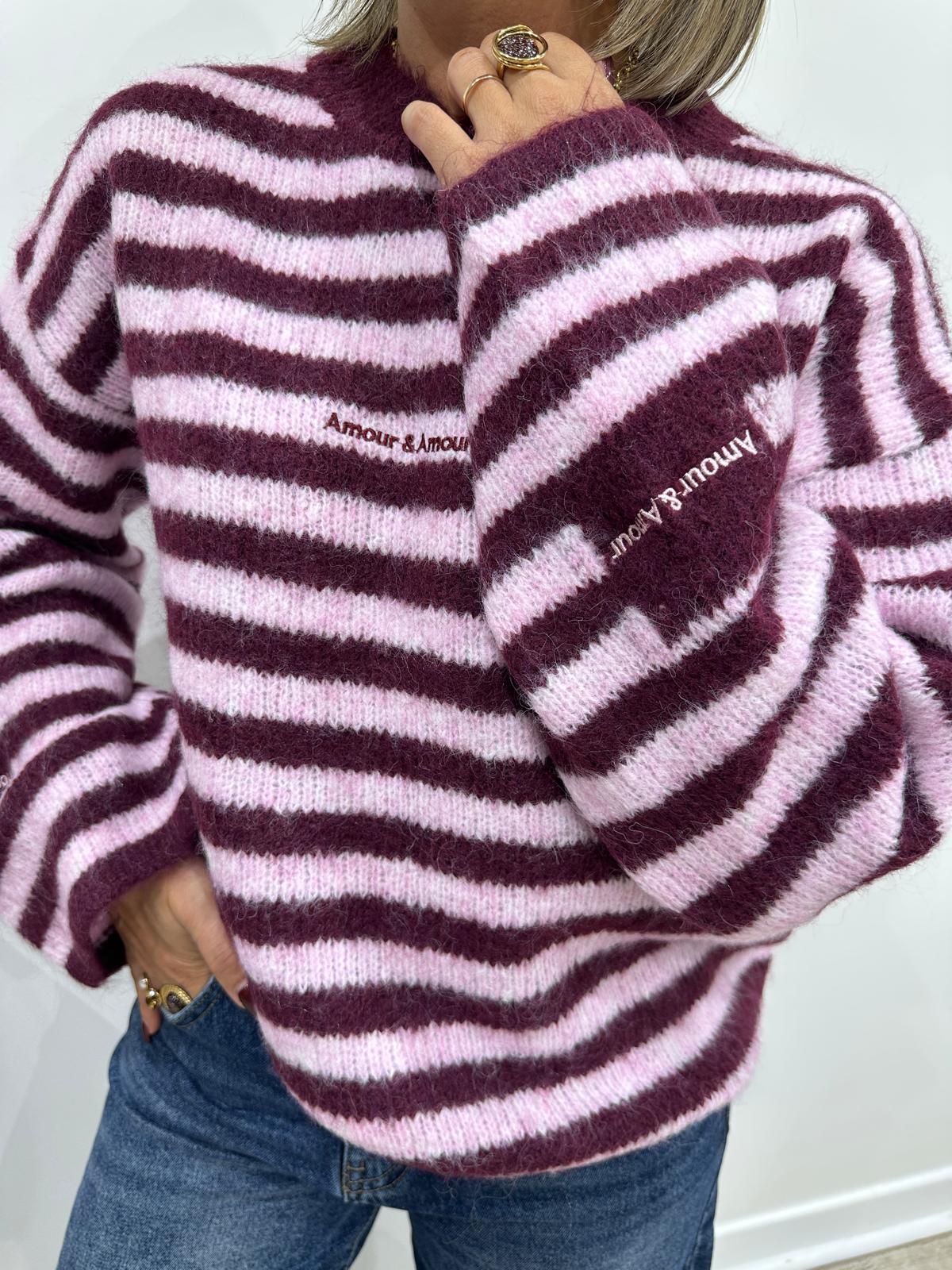 Pull Amour & Amour Bordeaux Rose