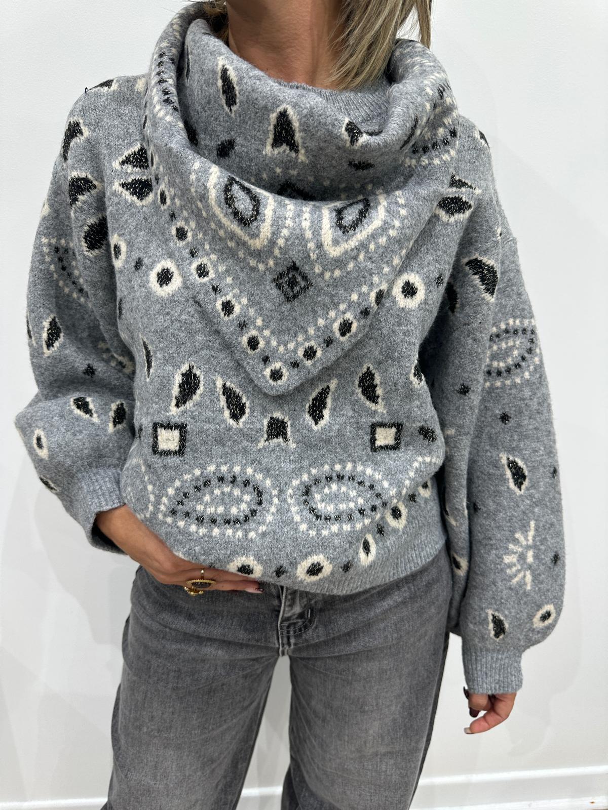 Pull Foulard Bandana Gris