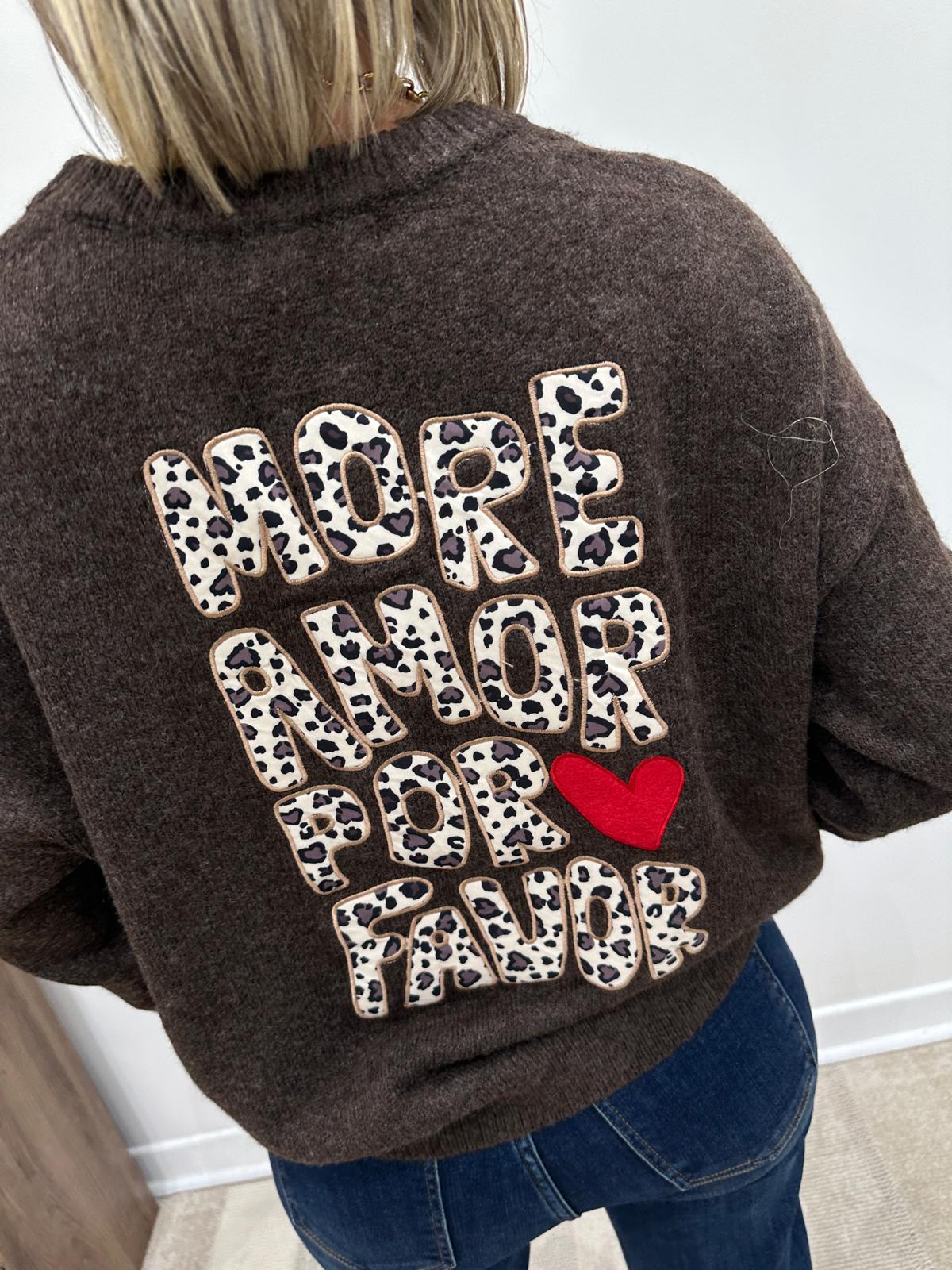Pull More Amor Por Favor Leopard Chocolat