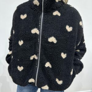 Veste Polaire Coeur Noir