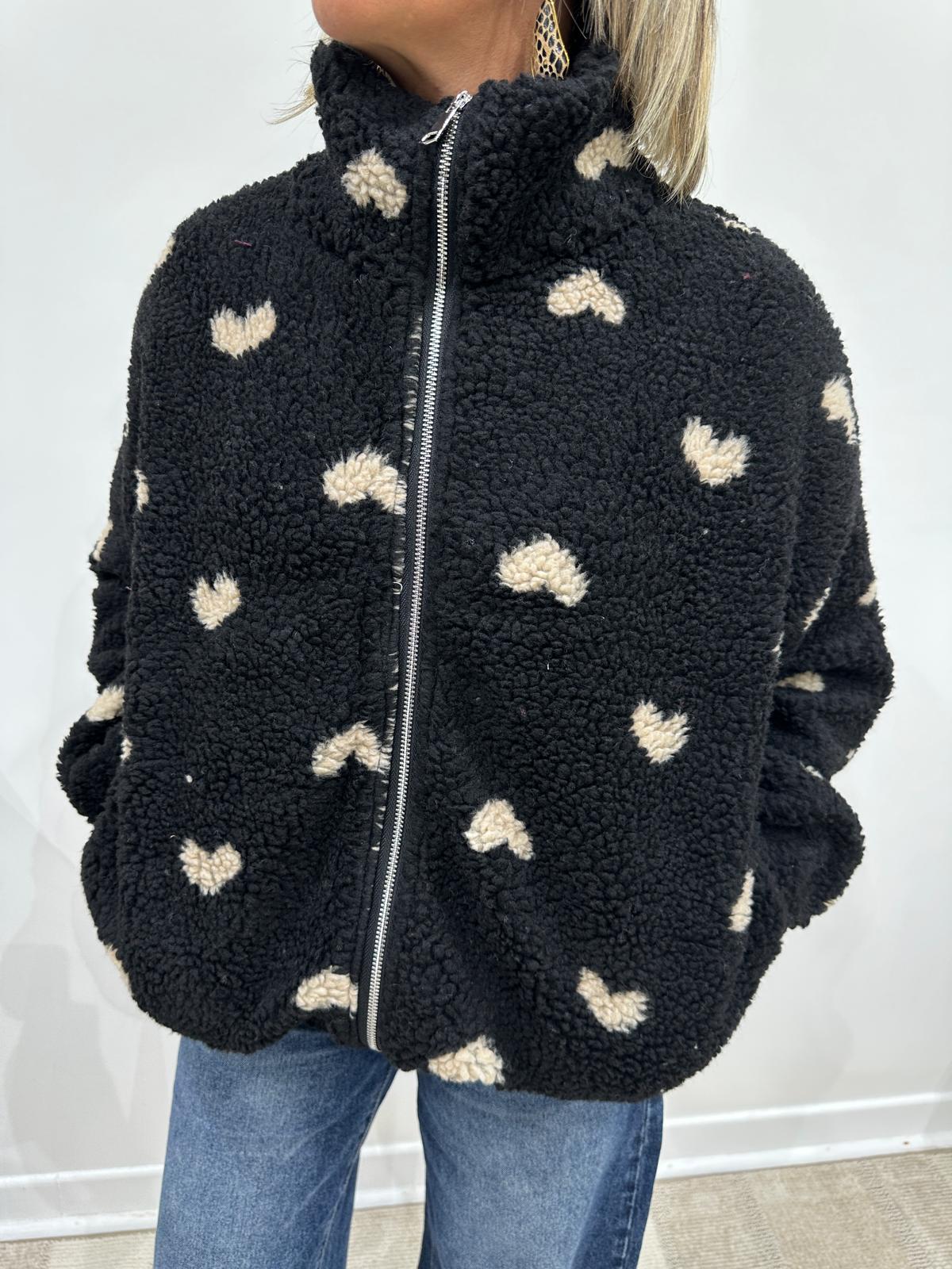 Veste Polaire Coeur Noir