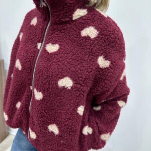Veste Polaire Coeur Bordeaux