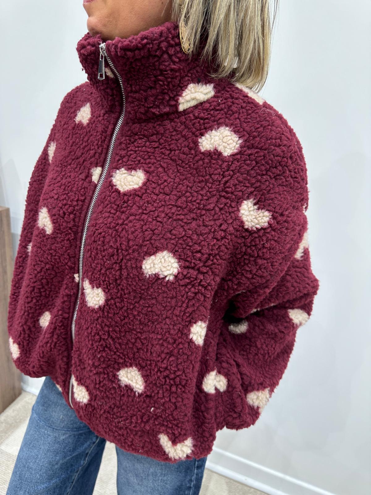 Veste Polaire Coeur Bordeaux
