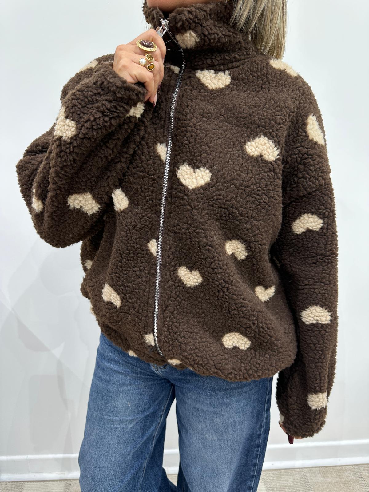 Veste Polaire Coeur Chocolat
