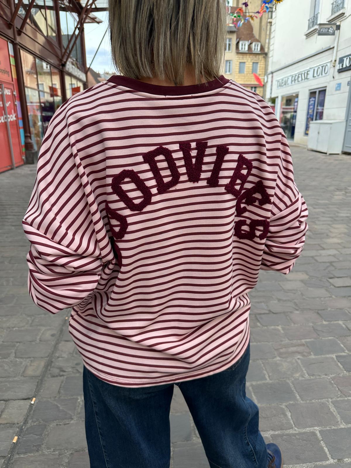Sweat Mariniere Good Vibes Rose