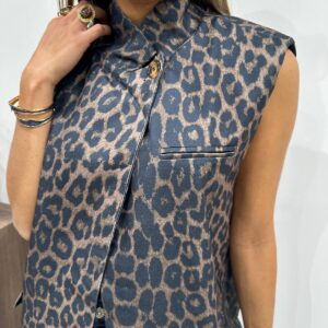 Blazer Sans Manches Leopard