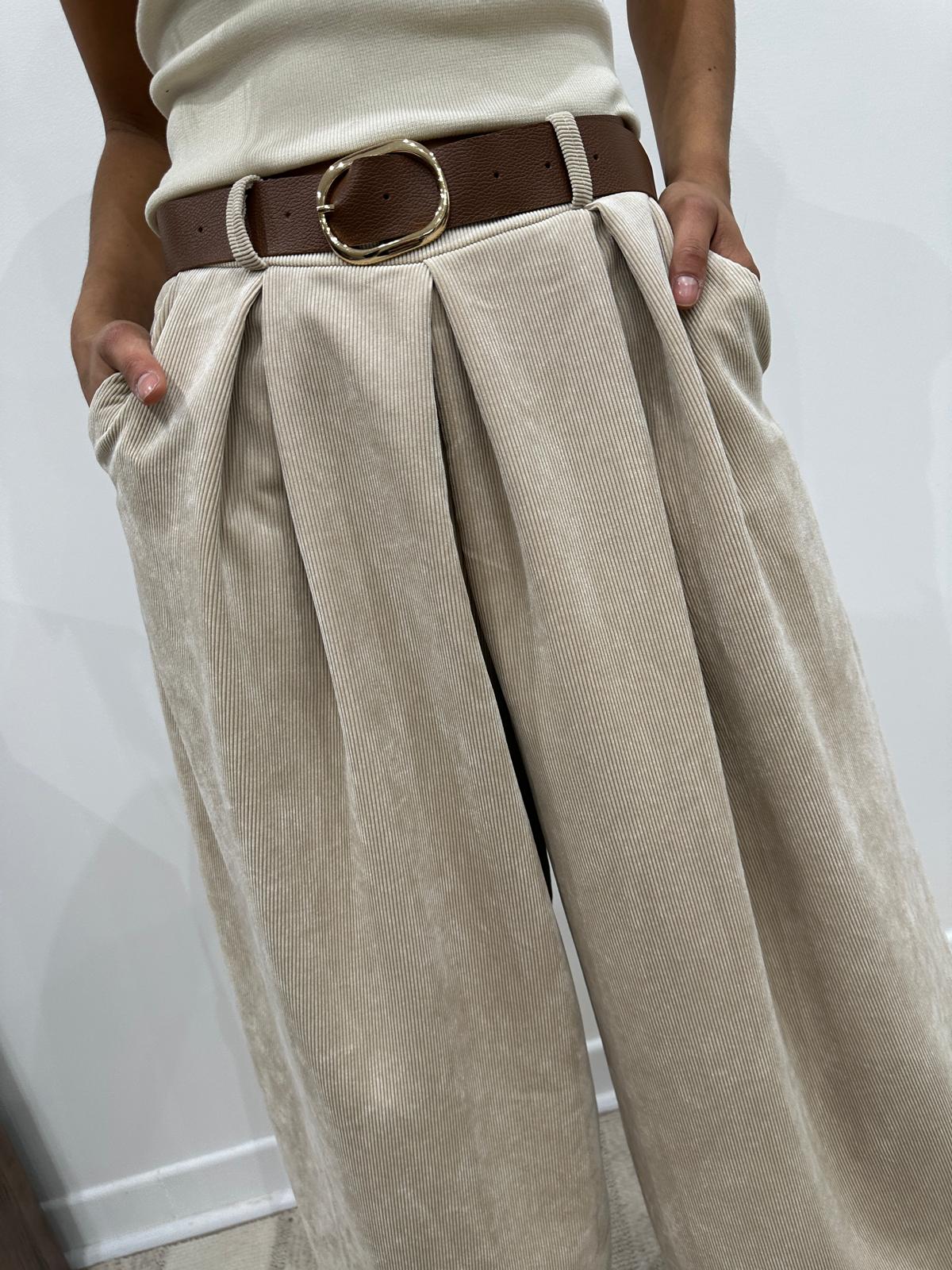 Jupe-Culotte Velours Matilda Beige