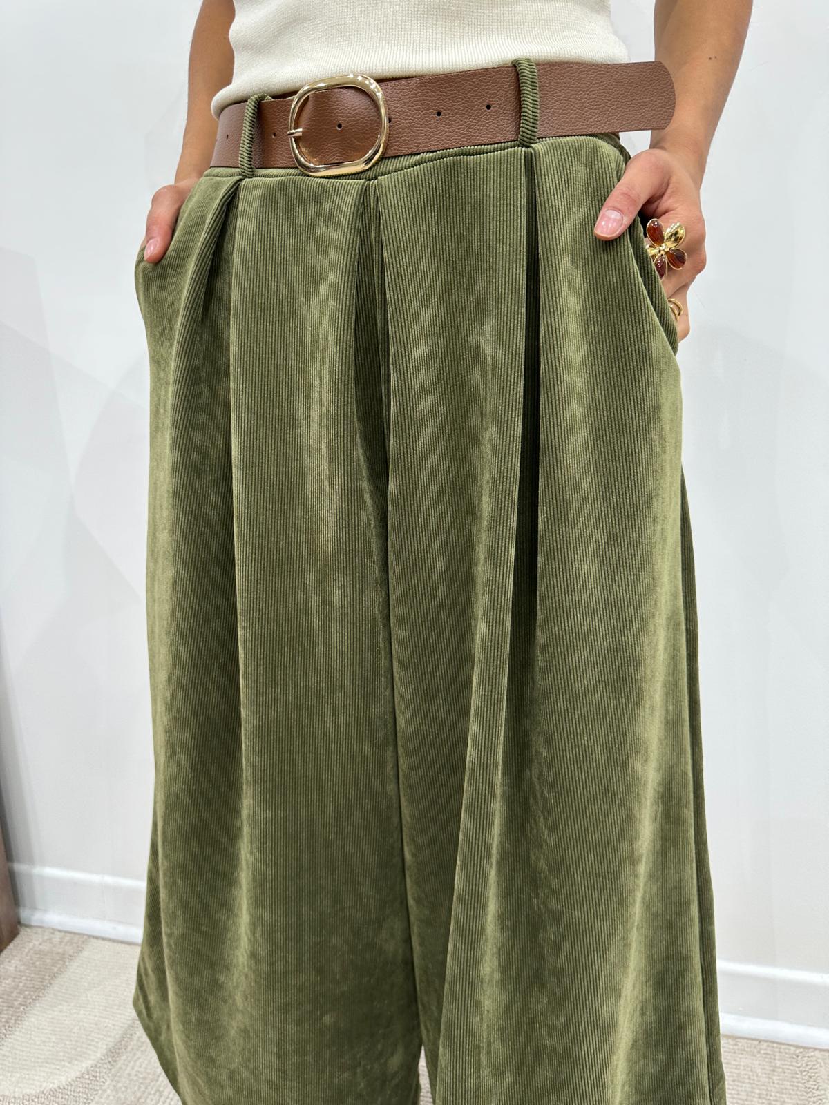 Jupe-Culotte Velours Matilda Kaki