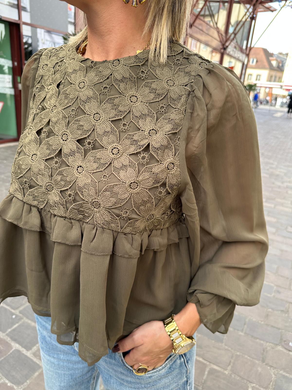 Blouse Fleurie en Dentelle Sasile