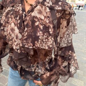 Blouse à Volants Fleurie Victoire Chocolat