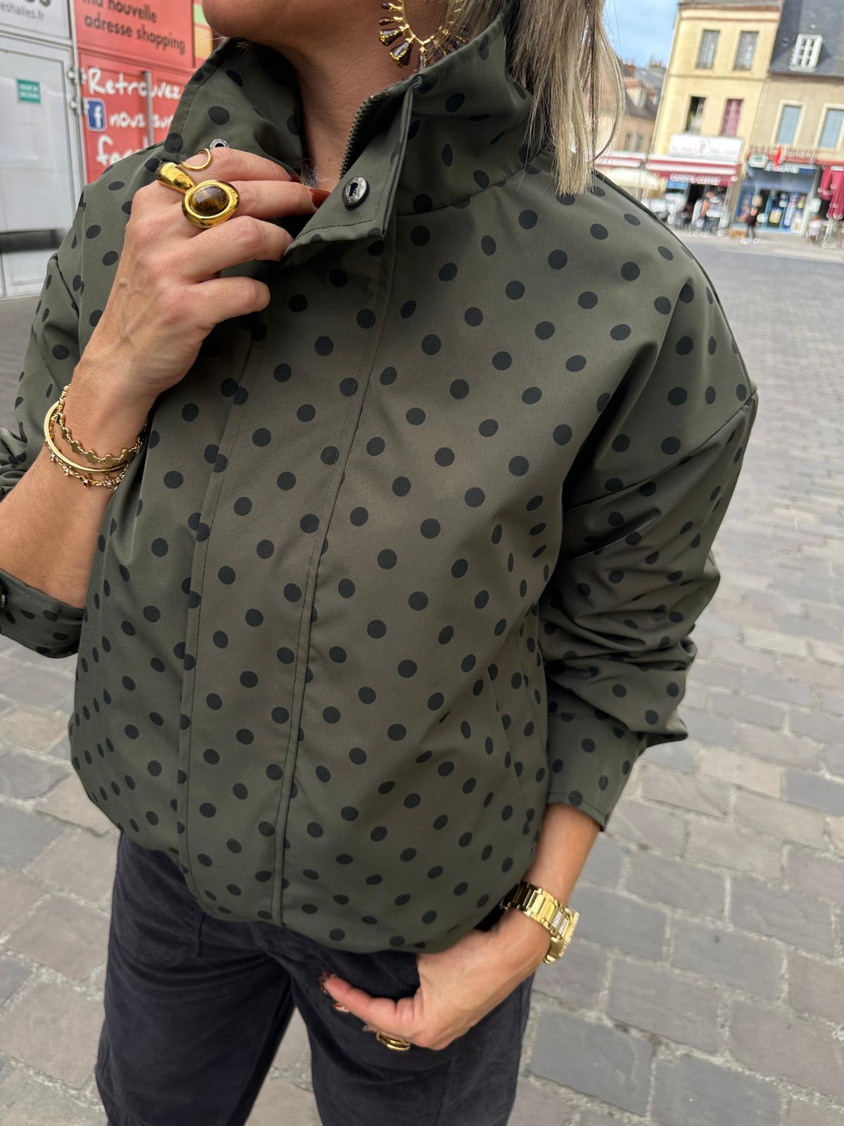 Veste Légère à Pois Kaki Lucas
