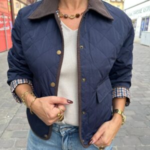Veste Matelassée Marine Col Velours Olympe
