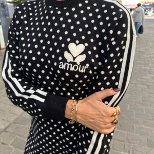 Robe Pull à Pois Amour Noir