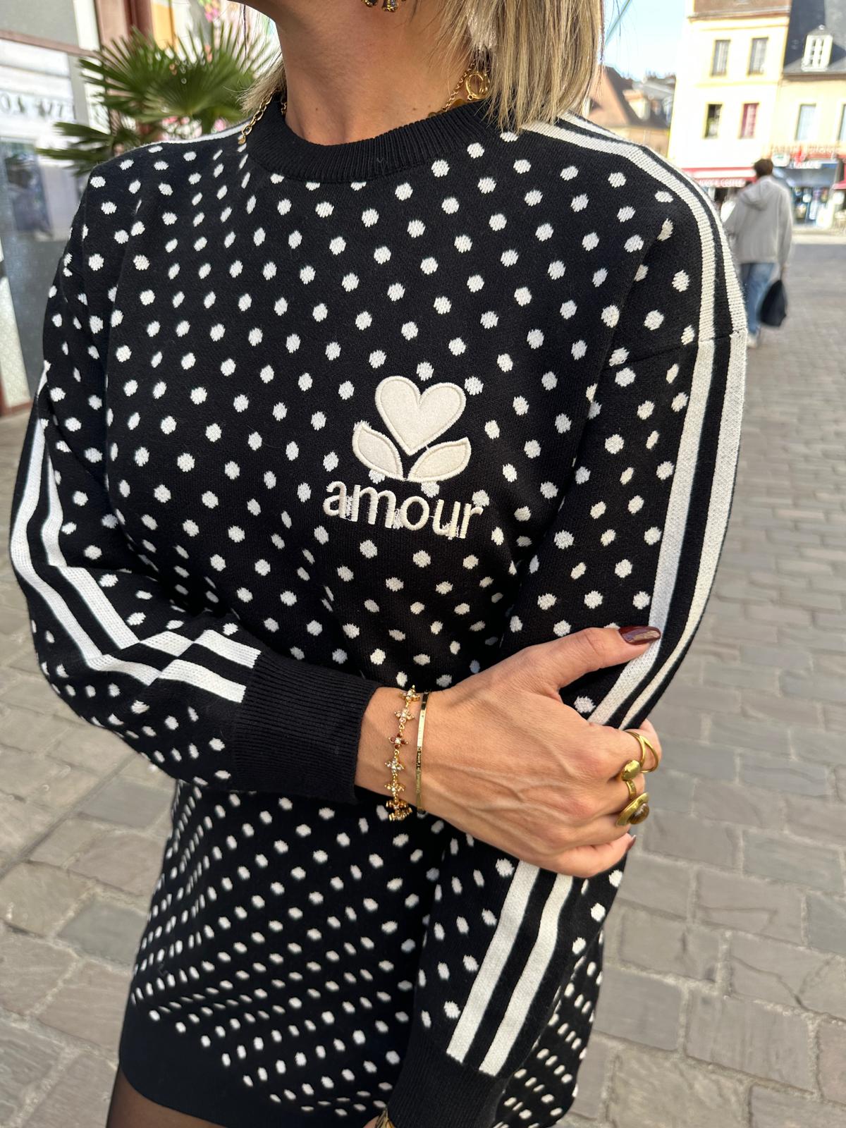 Robe Pull à Pois Amour Noir