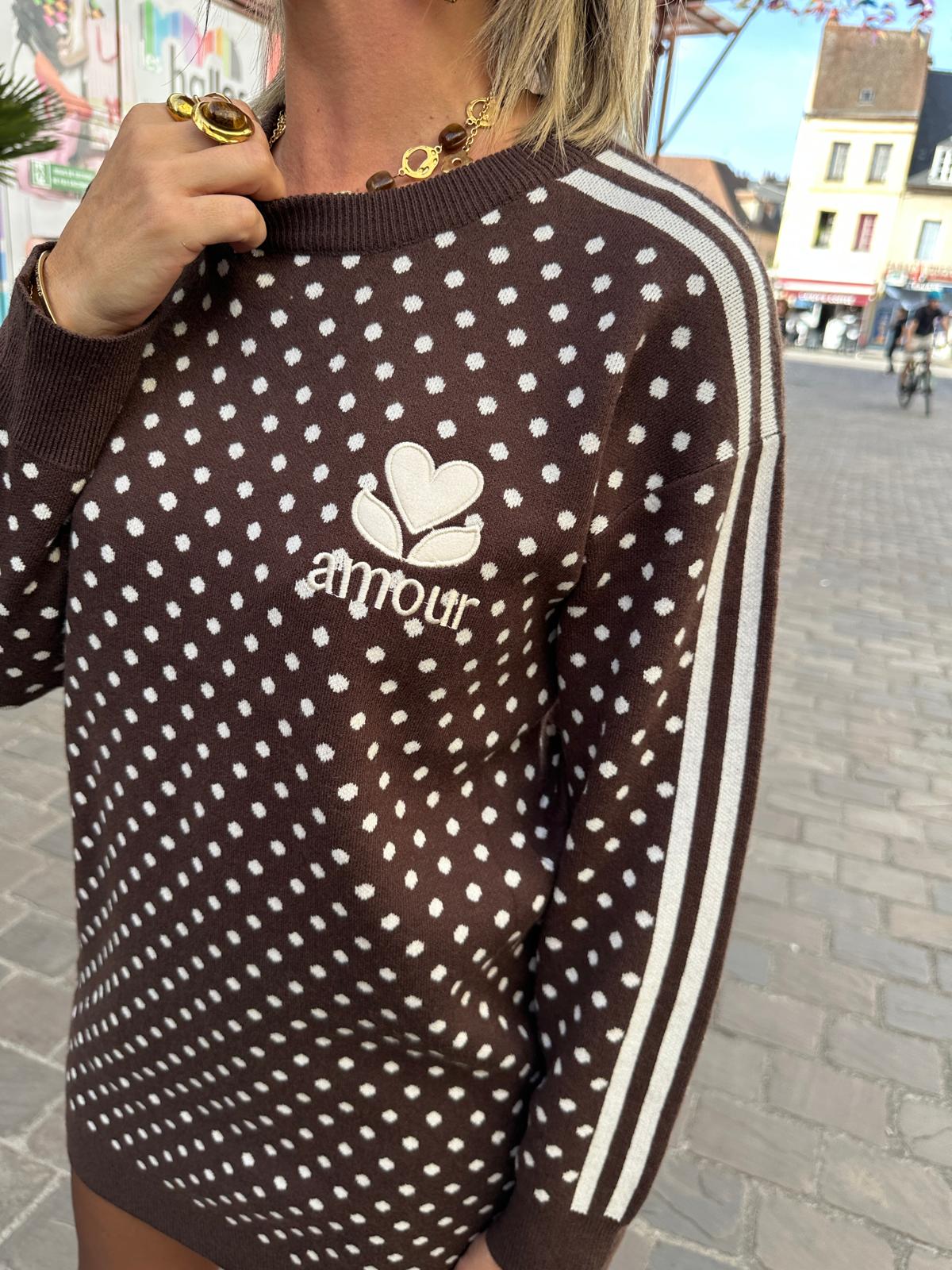 Robe Pull à Pois Amour Chocolat
