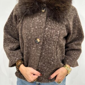 Veste Chocolat Col Fausse Fourrure - Solene
