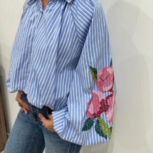 Chemise Rayée Brodée Fleurs - Alba