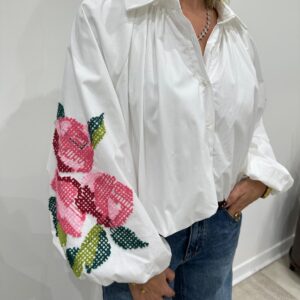 Chemise Blanche Brodée Fleurs - Alba