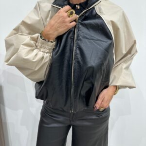 Veste Bimatière Noir et Beige -Cassandre