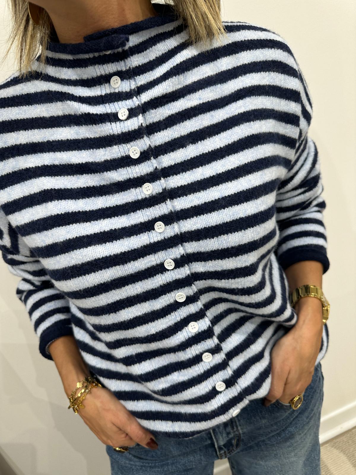Gilet Marinière Marine Ciel – Zelie