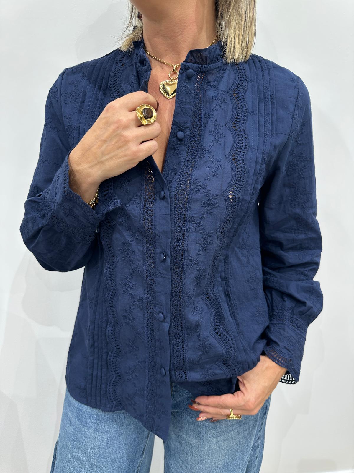 Blouse Brodée Marine – Salomé