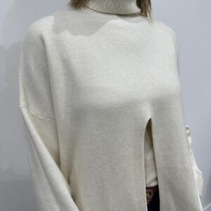 Pull Col Roule Beige - Anaelle