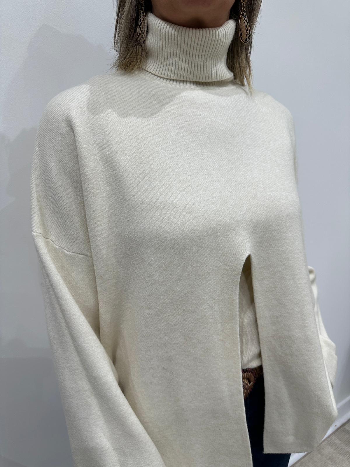 Pull Col Roule Beige – Anaelle