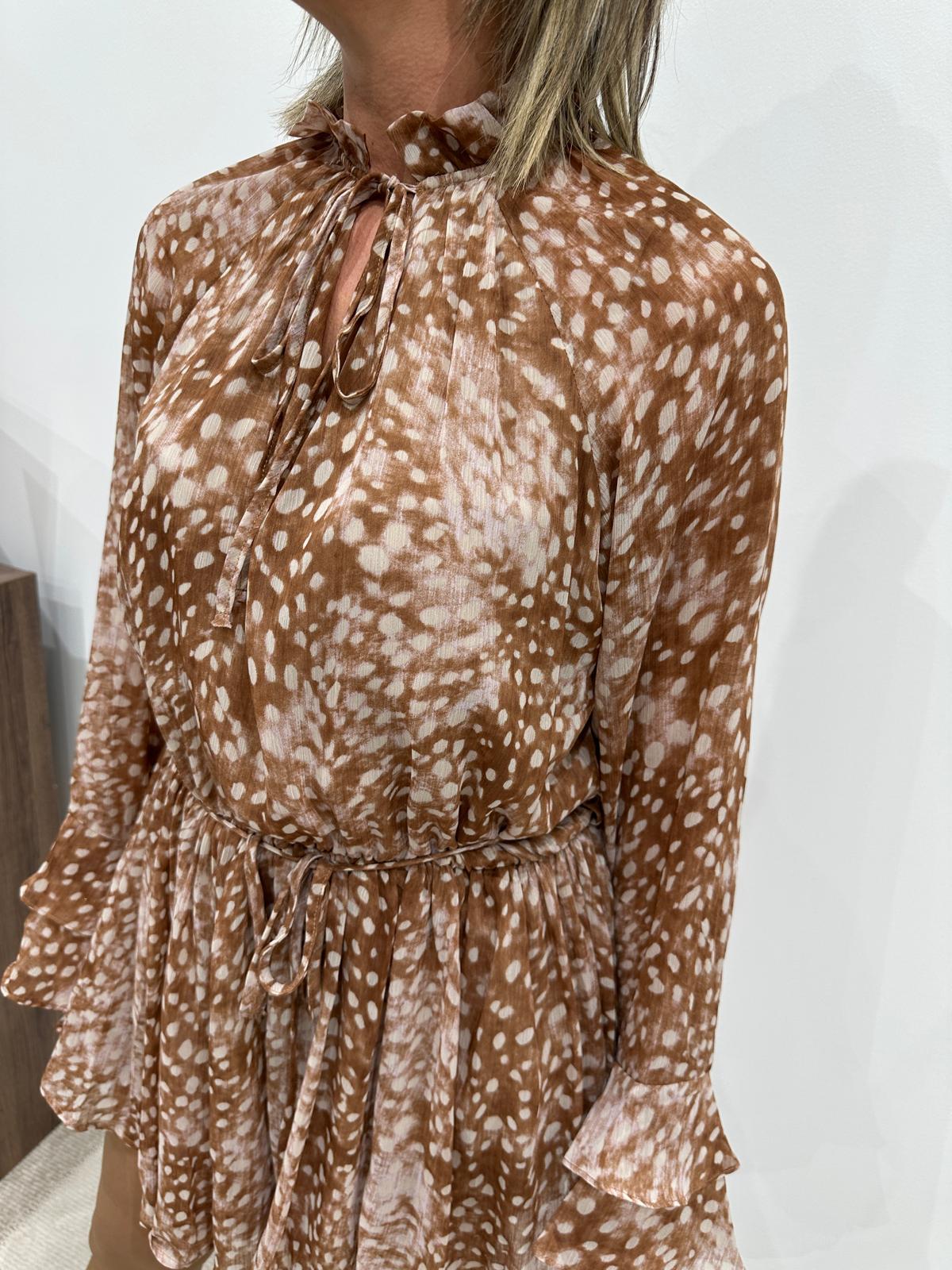 Robe Courte Imprimée Camel – Naëlle