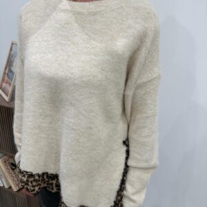 Pull Ecru Volant Léopard - Amélie