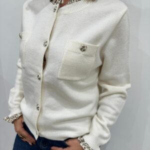 Gilet Beige Détails Léopard - Émeline
