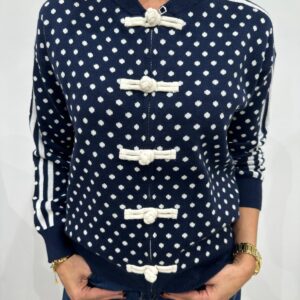 Gilet à Pois Marine & Brandebourgs - Lélia