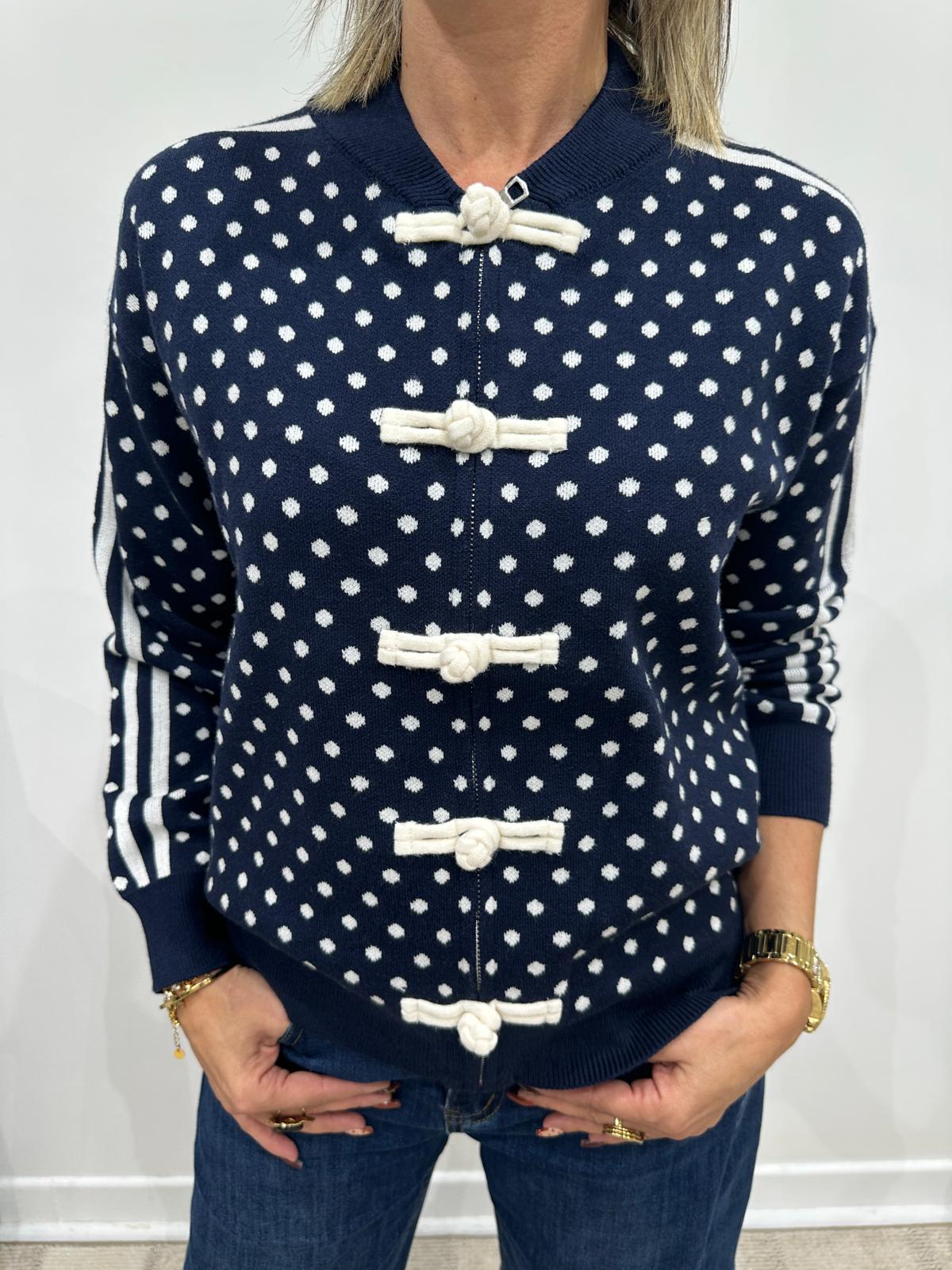Gilet à Pois Marine & Brandebourgs – Lélia
