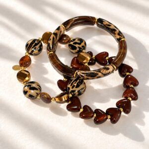 Trio De Bracelets Leopard & Coeurs - Elvina