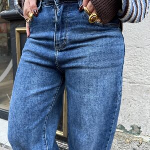 Jean Bleu Taille Haute Coupe Barrel – Marcelline