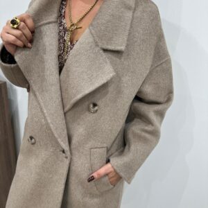 Manteau Long Croisé Taupe - Mirella