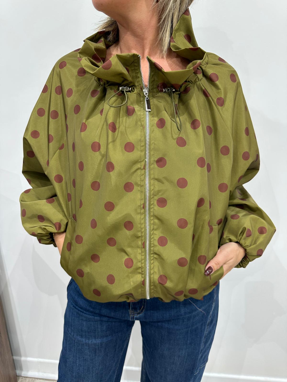 Veste Légère à Pois Kaki & Chocolat – Vanya