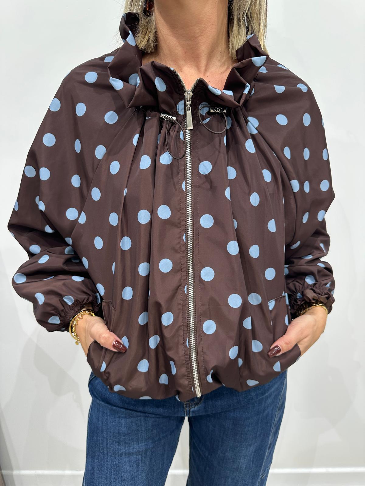 Veste Légère à Pois Chocolat & Bleu – Vanya