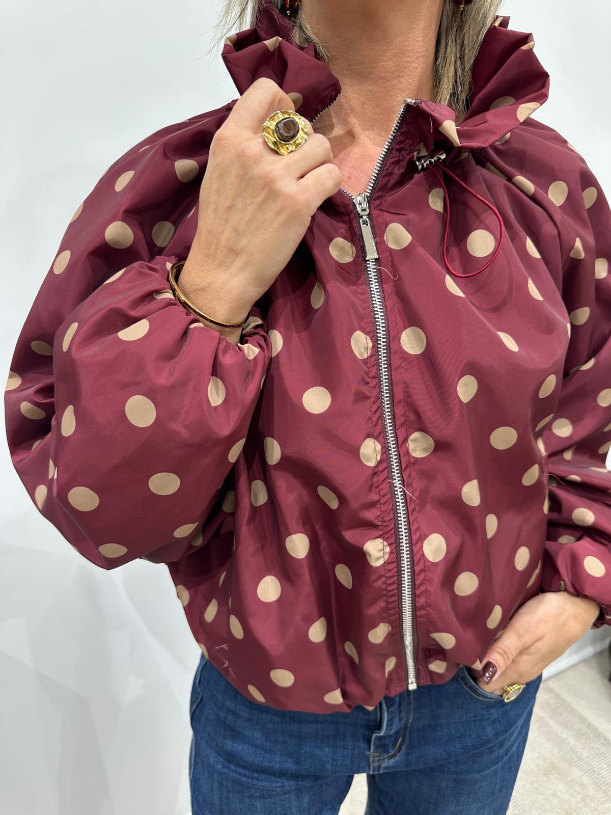 Veste Légère à Pois Bordeaux – Vanya