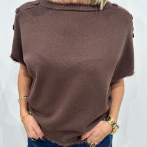 Pull Boutonné Chocolat - Aliénor